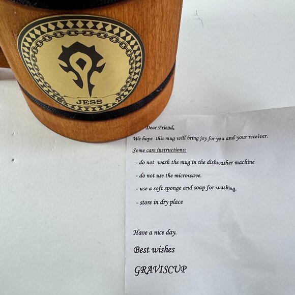 Large Wooden World of Warcraft Horde Tanker Mug Stein - Picture 8 of 9